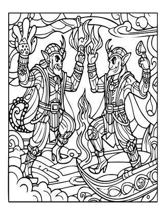 Djinn Duel - Free printable coloring page