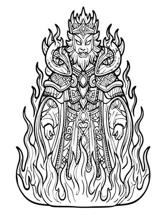 Fire Djinn - Free printable coloring page