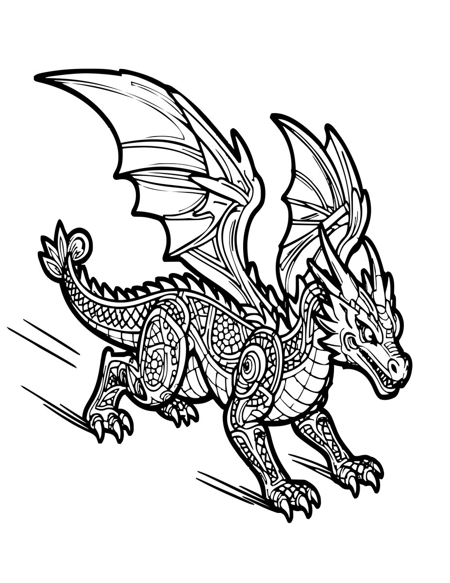 Dragon Speed - free printable coloring page