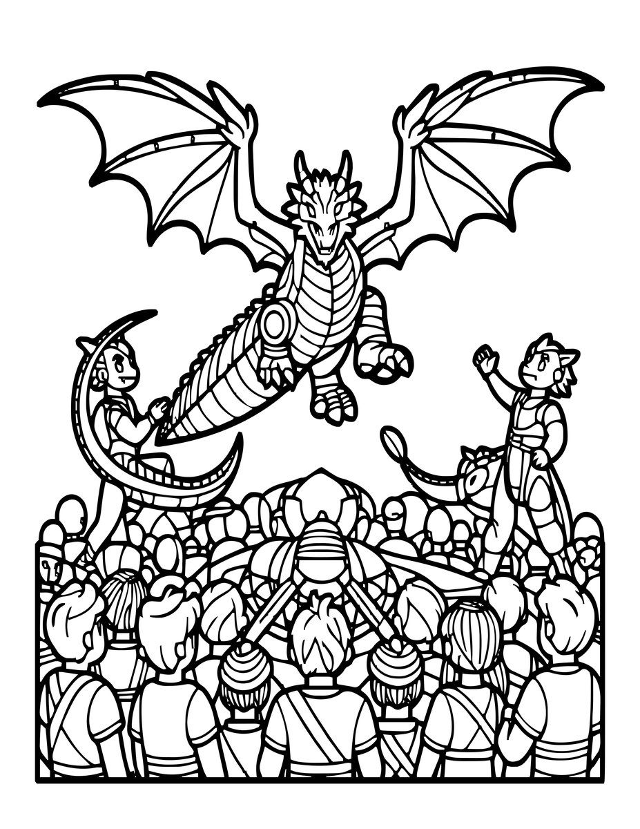 Dragon Tournament - free printable coloring page