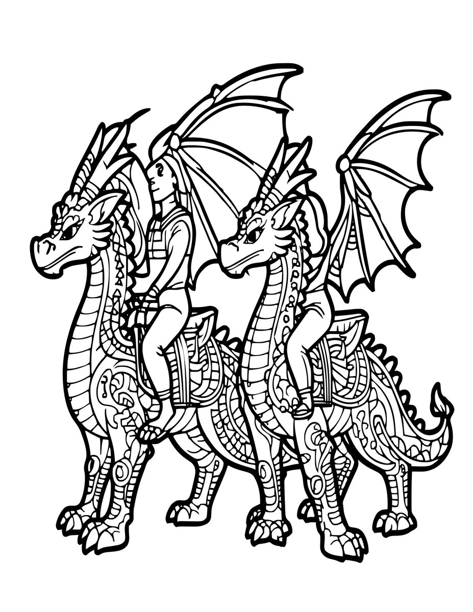 Twin Riders - free printable coloring page