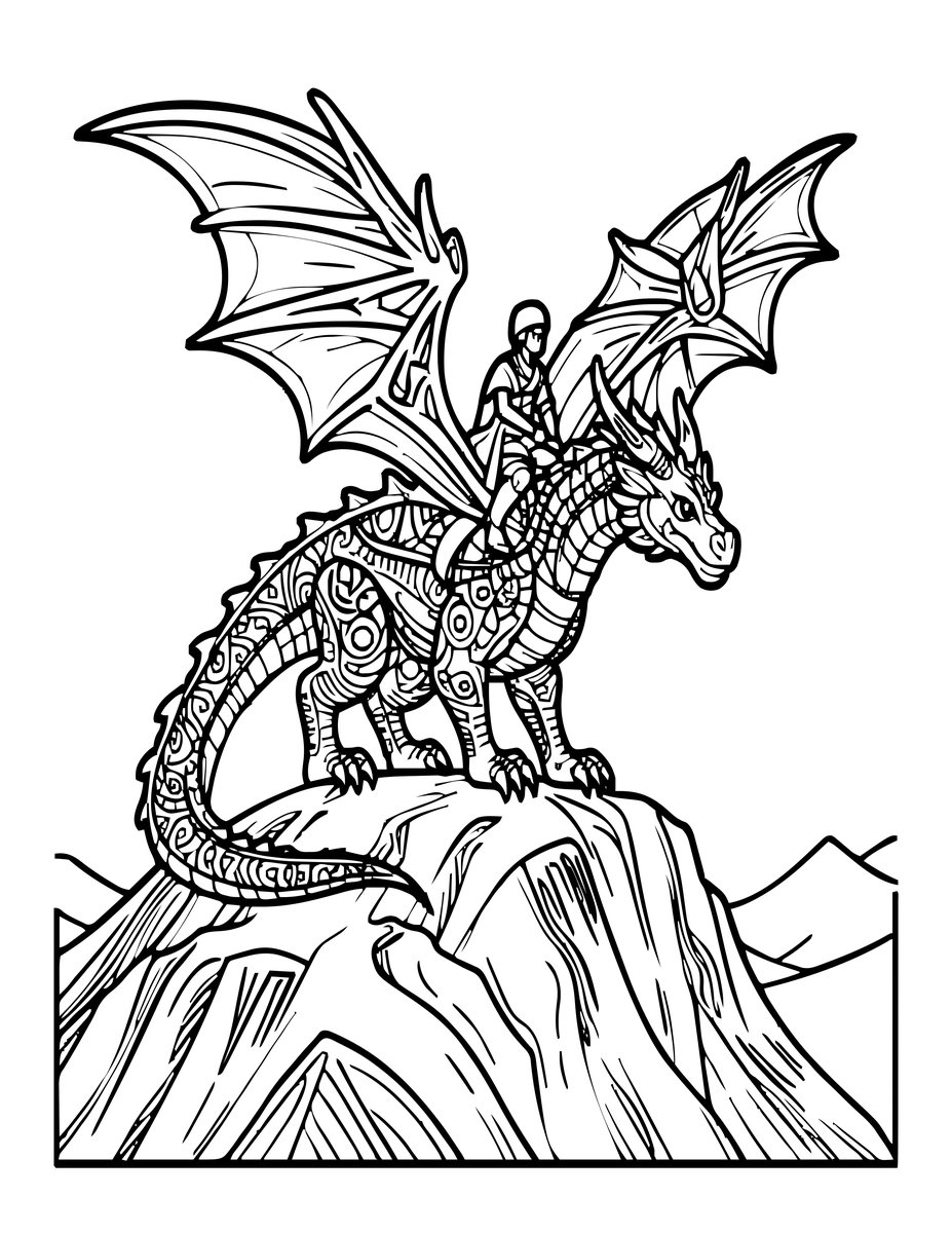 Dragon Scout - free printable coloring page