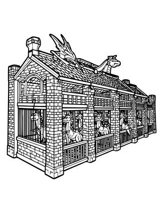 Dragon Stables - Free printable coloring page