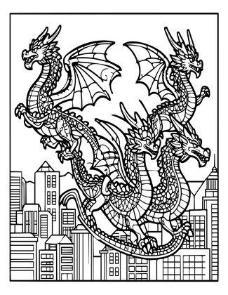 Dragon Parade - Free printable coloring page