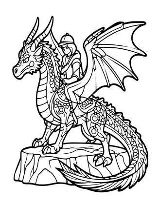 Ice Dragon Rider - Free printable coloring page
