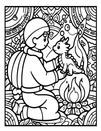 Rider and Hatchling - Free printable coloring page