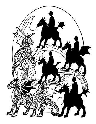 Dragon Silhouettes - Free printable coloring page