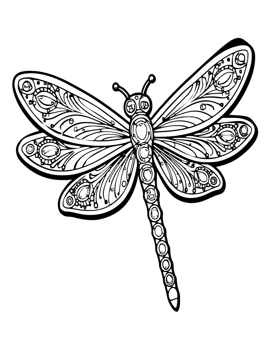 Dragonfly Brooch - free printable coloring page