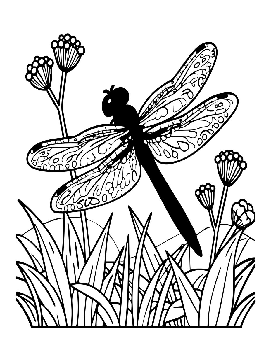Autumn Dragonfly - free printable coloring page