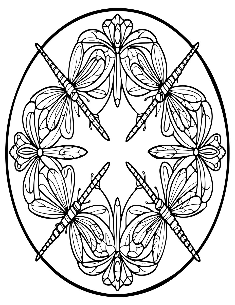 Dragonfly Mandala - free printable coloring page
