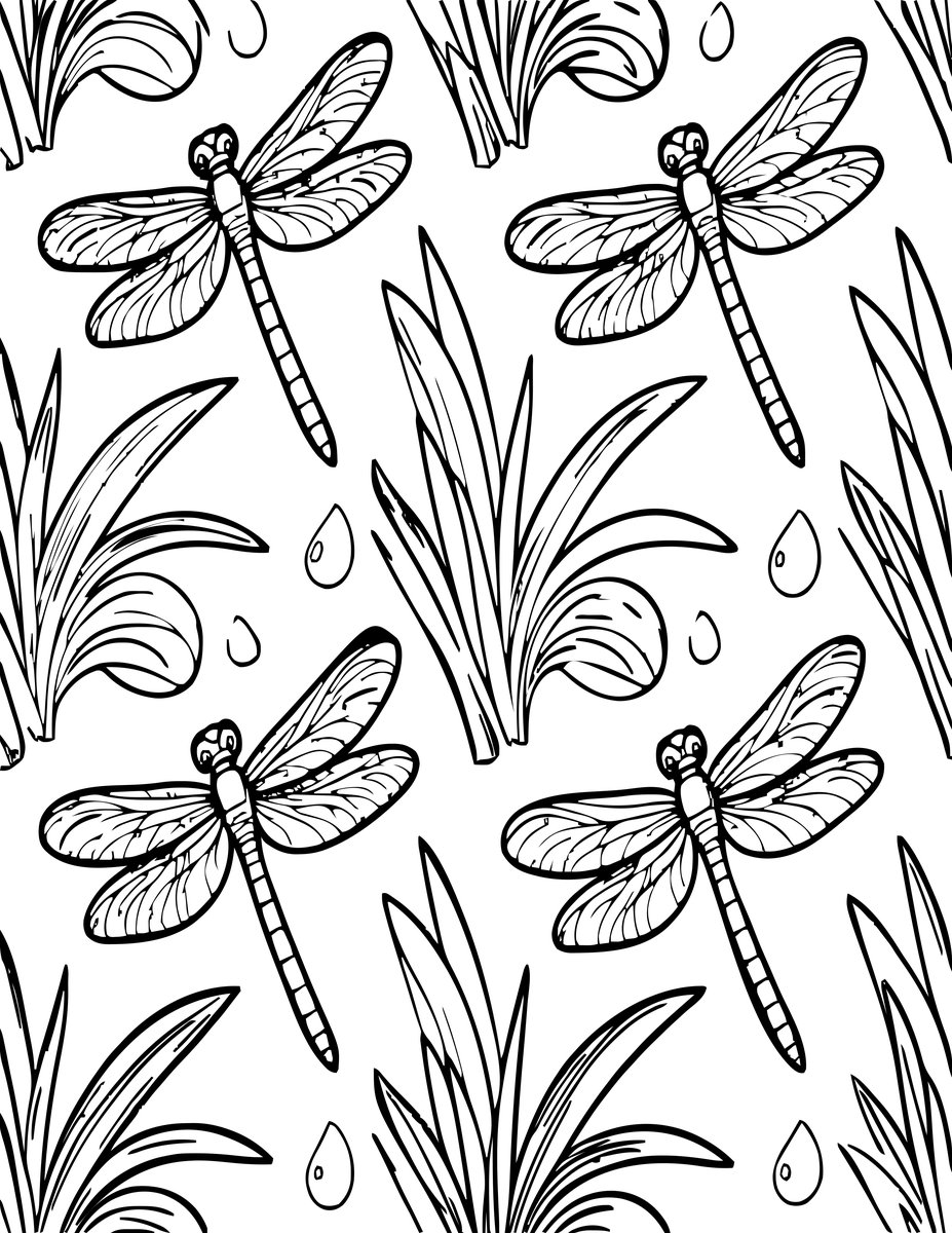 Dragonfly Pattern - free printable coloring page