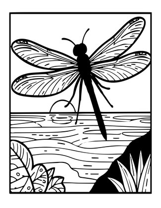 Sunset Hunt - Free printable coloring page