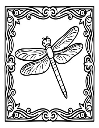 Art Nouveau Dragonfly - Free printable coloring page