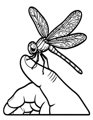 Dragonfly on Hand - Free printable coloring page