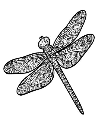 Zentangle Dragonfly - Free printable coloring page