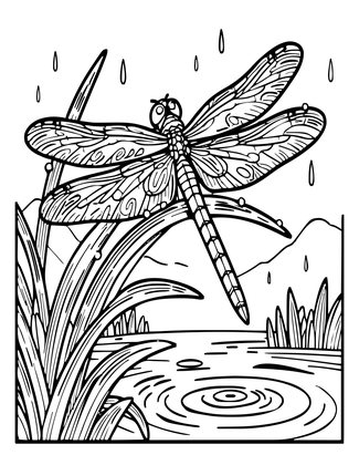 Rain Scene - Free printable coloring page