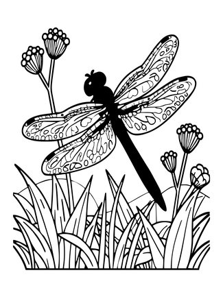 Autumn Dragonfly - Free printable coloring page