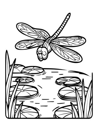 Pond Scene - Free printable coloring page