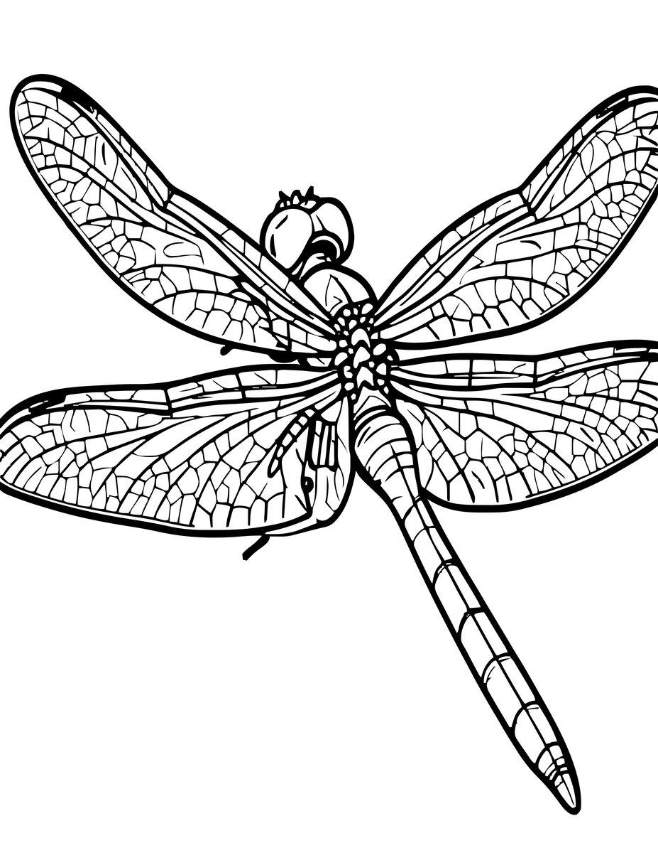 Dragonfly Close-Up - free printable coloring page