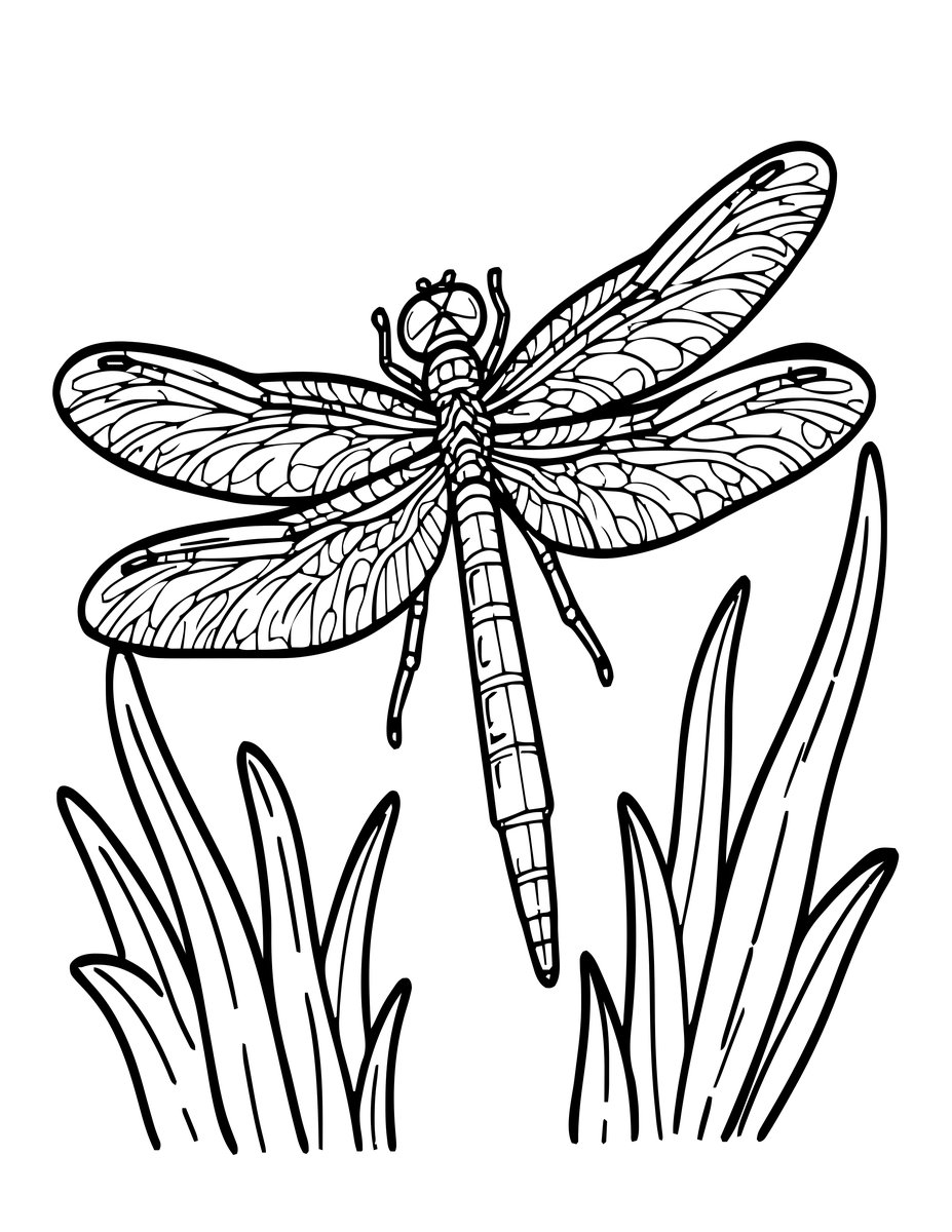 Dragonfly Nymph - free printable coloring page