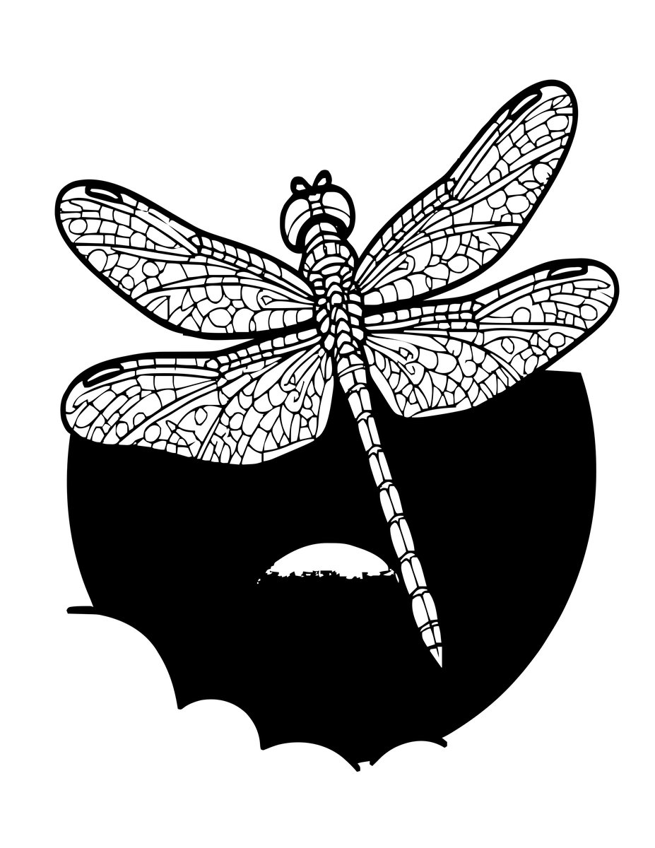 Dragonfly at Sunset - free printable coloring page