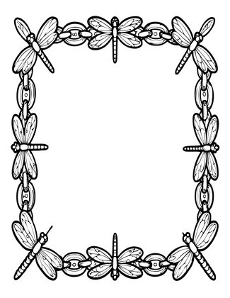 Dragonfly Border - Free printable coloring page