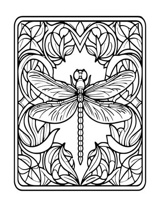 Art Nouveau Dragonfly - Free printable coloring page