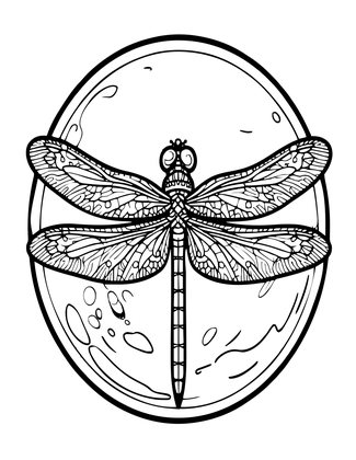 Dragonfly and Moon - Free printable coloring page