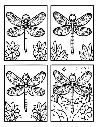 Dragonfly Seasons - Free printable coloring page