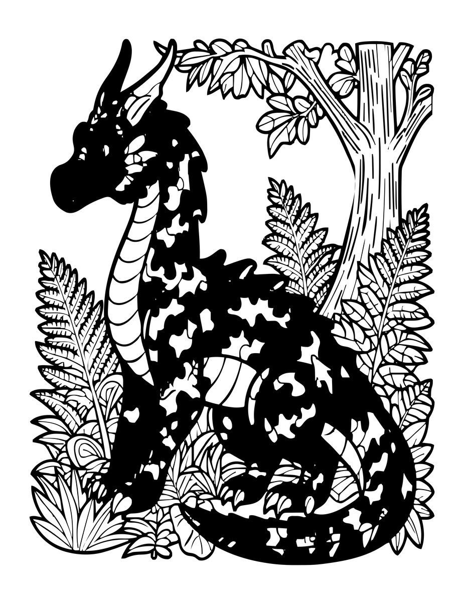Forest Dragon - free printable coloring page