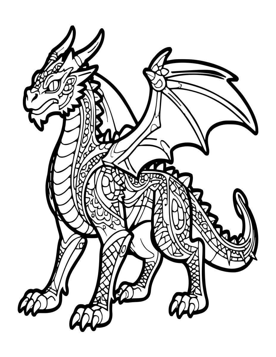 Wyvern - free printable coloring page
