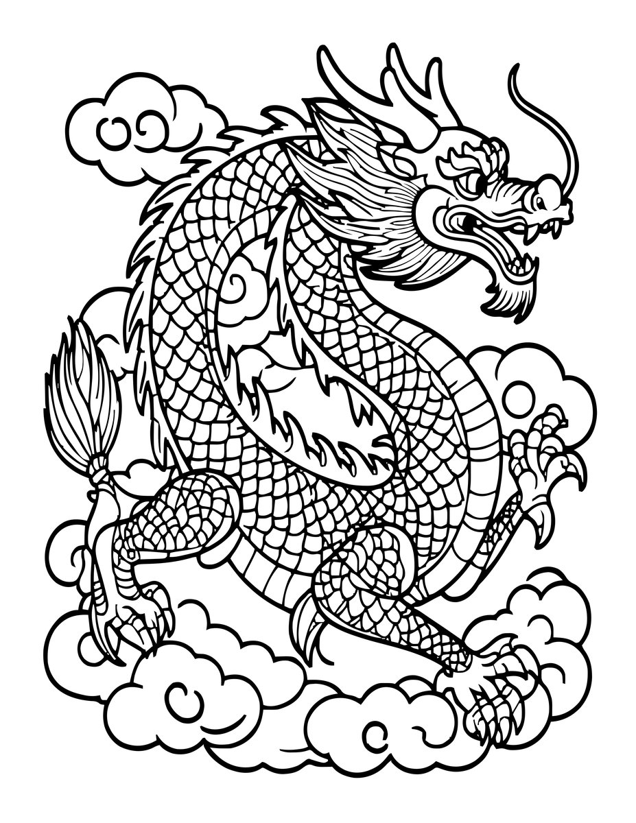 Chinese Dragon - free printable coloring page
