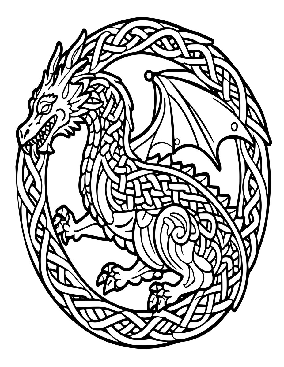 Celtic Dragon - free printable coloring page
