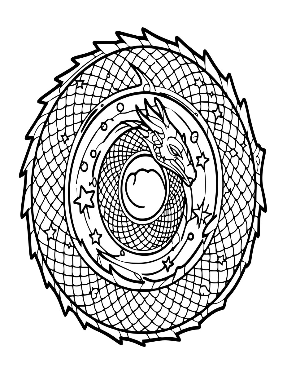 Cosmic Dragon - free printable coloring page