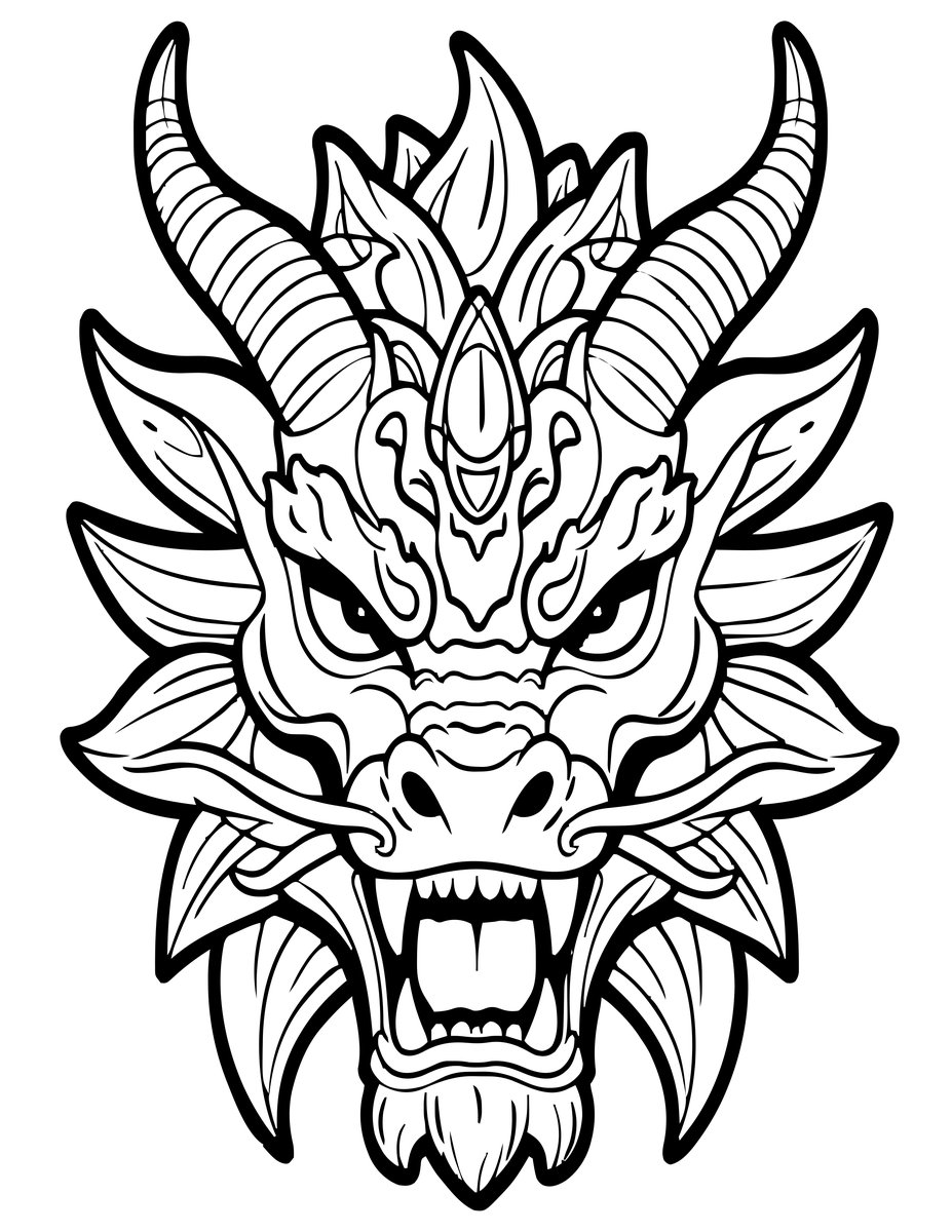 Dragon Portrait - free printable coloring page