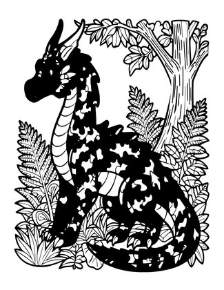 Forest Dragon - Free printable coloring page