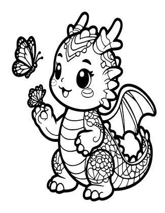 Baby Dragon - Free printable coloring page