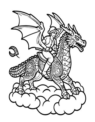 Dragon Rider - Free printable coloring page