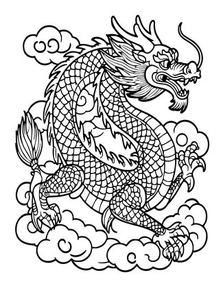 Chinese Dragon - Free printable coloring page