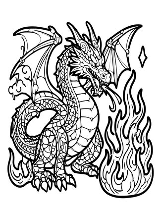 Dragon Breathing - Free printable coloring page