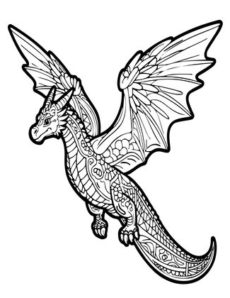 Dragon in Flight - Free printable coloring page