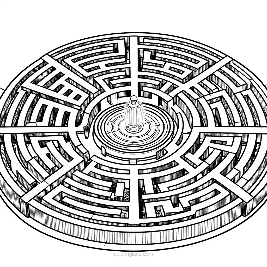 Labyrinth Garden - free printable coloring page