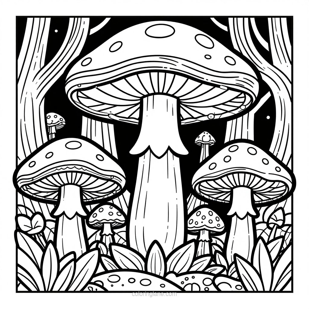 Mushroom Forest - free printable coloring page