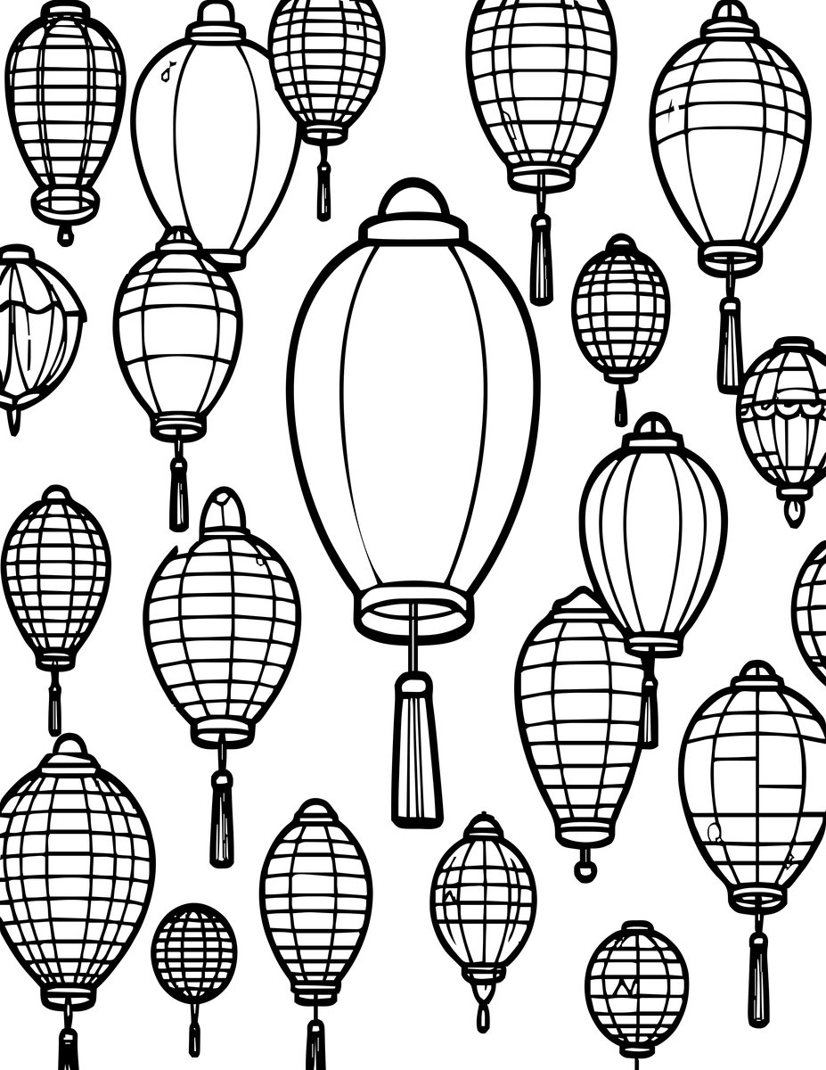 Lantern Sky - free printable coloring page