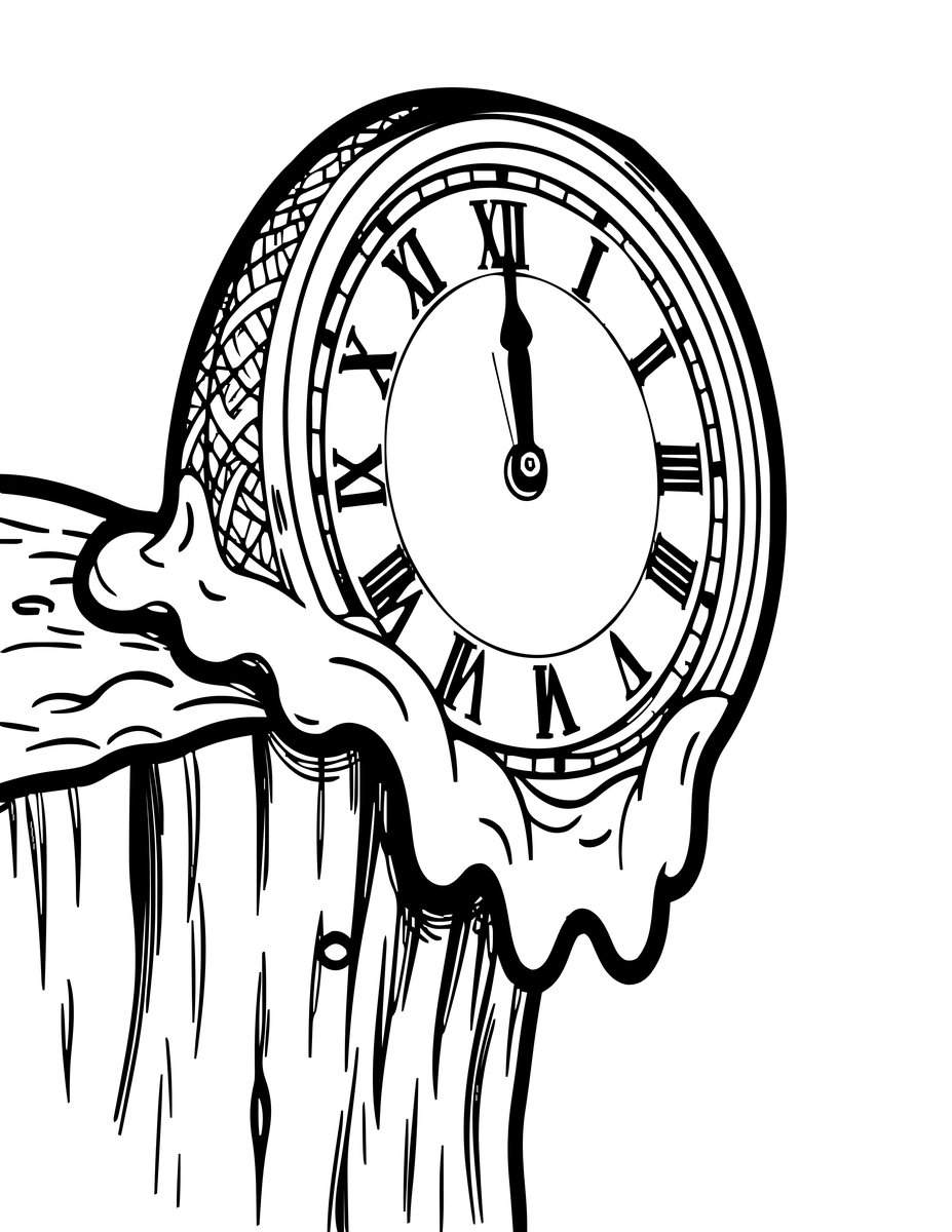 Giant Clock Landscape - free printable coloring page