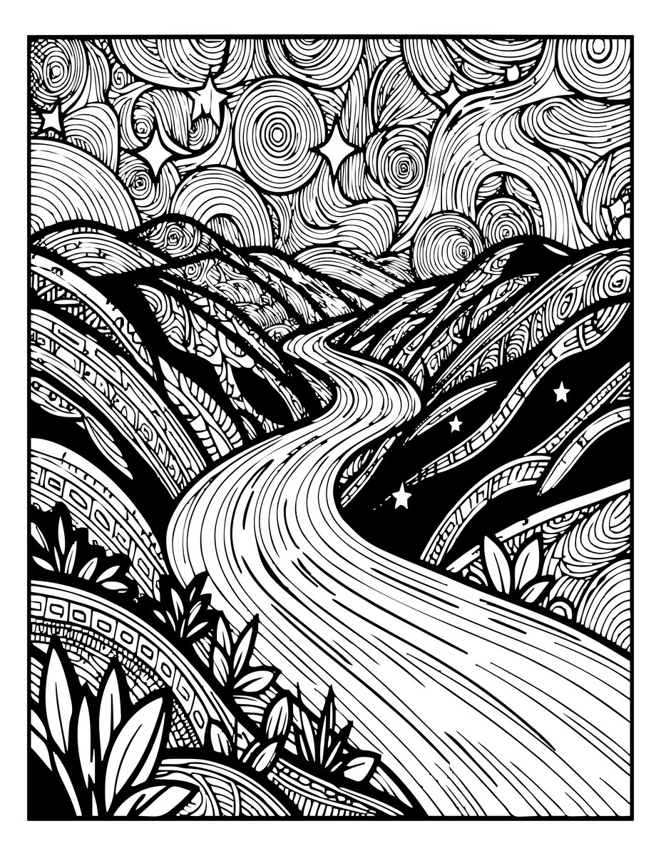 River of Stars - free printable coloring page