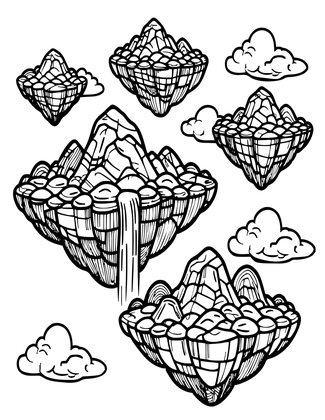 Floating Islands - Free printable coloring page
