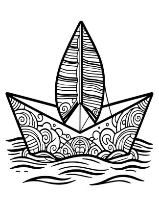 Paper Boat Sea - Free printable coloring page