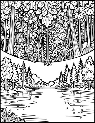 Upside-Down Forest - Free printable coloring page