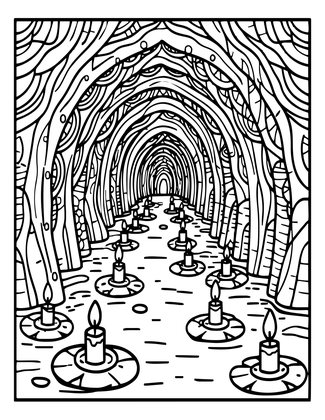 Candlelit Cavern - Free printable coloring page
